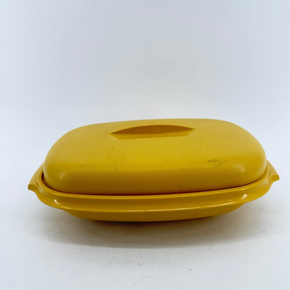 TUPPERWARE MICROWAVE VEGGIE STEAMER RICE COOKER SERVING BOWL 3PC 1273 GOLD EUC